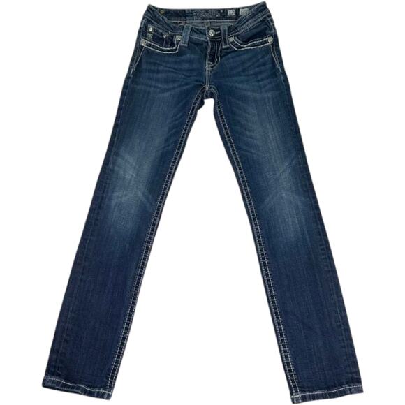 Miss Me Other - Miss Me Girls Skinny Jeans Size 12 Dark Wash Stretch Denim Rhinestone Pocket